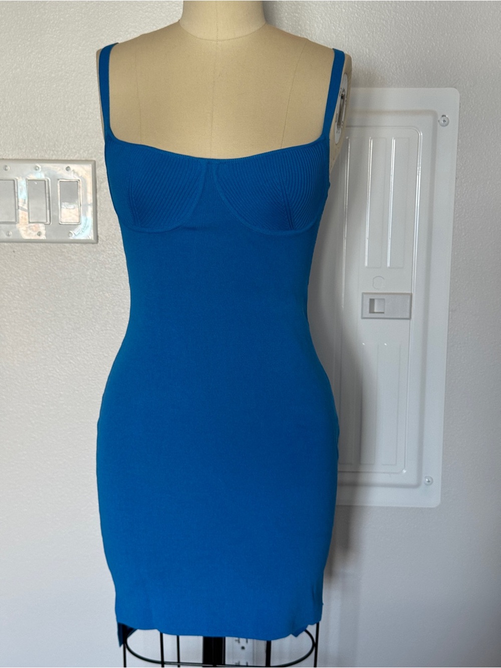 Fitted Royal Blue Tank Dress with Supportive Bust